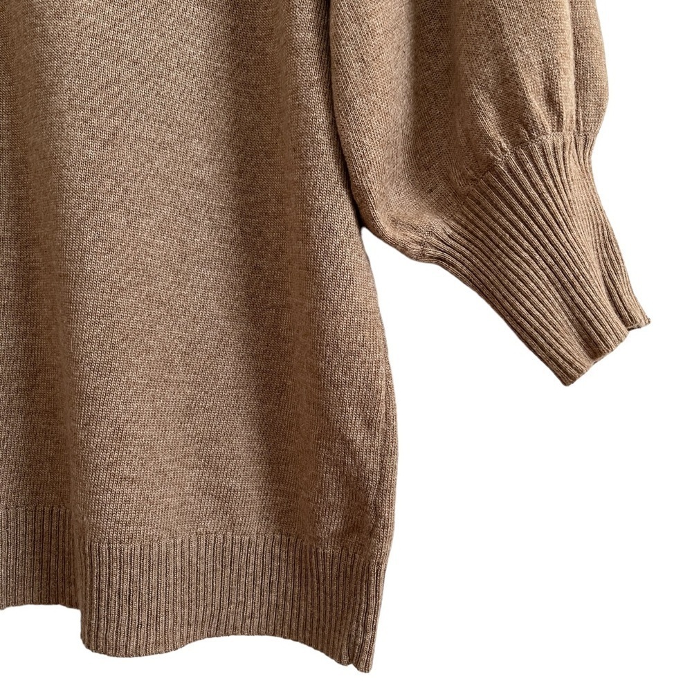 Rain + Rose Angora Blend Sweater Floral Embroidery Puff Shoulders Balloon Sleeve - Picture 7 of 14